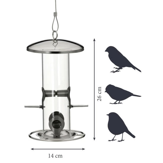 DOBAR Vogelfuttersäule, Acrylglas/Metall, Silberfarben 4 DOBAR Vogelfuttersäule, Acrylglas/Metall, Silberfarben – Bild 2