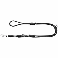 HUNTER Hundeleine, Freestyle Verstellbar, 0,8/200 Cm, Polyamid (PA) | Nylon | Leder, Schwarz